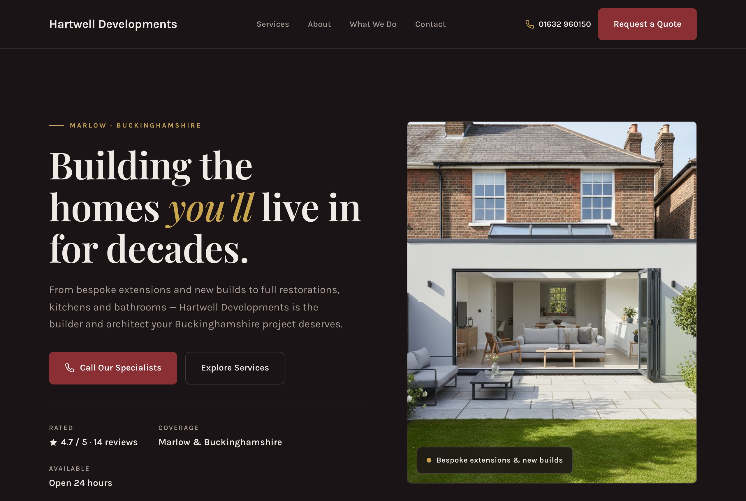 Modern redesign for a construction and developments company