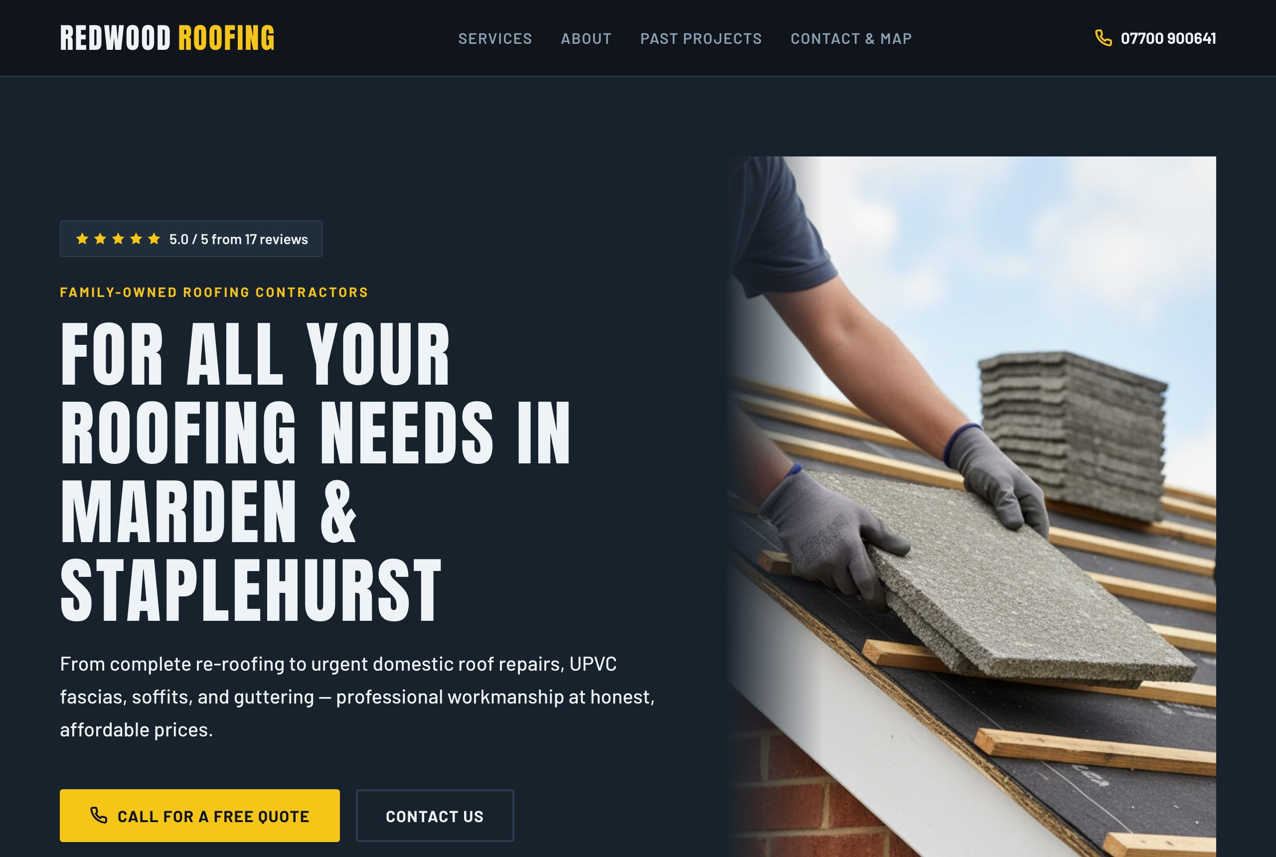 Modern redesign for a roofing contractor